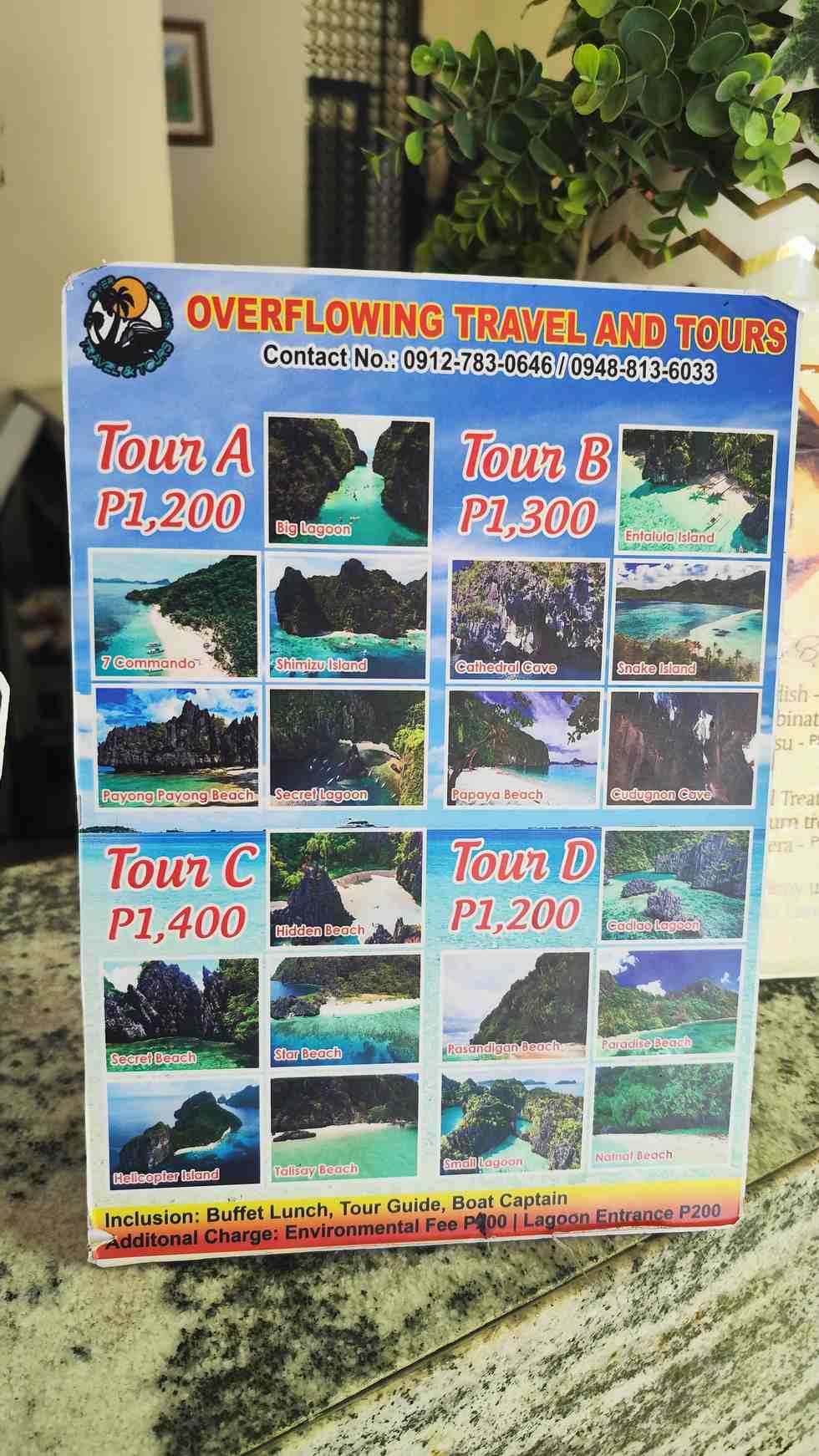 エルニド バンカーツアー メニュー（3）